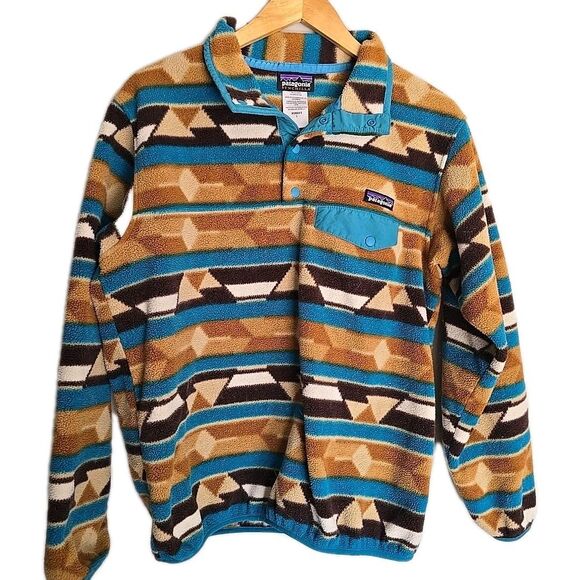 Patagonia Synchilla AZTEC Snap-T Fleece Pullover Womens L Timber Twist Southwest - Picture 1 of 7